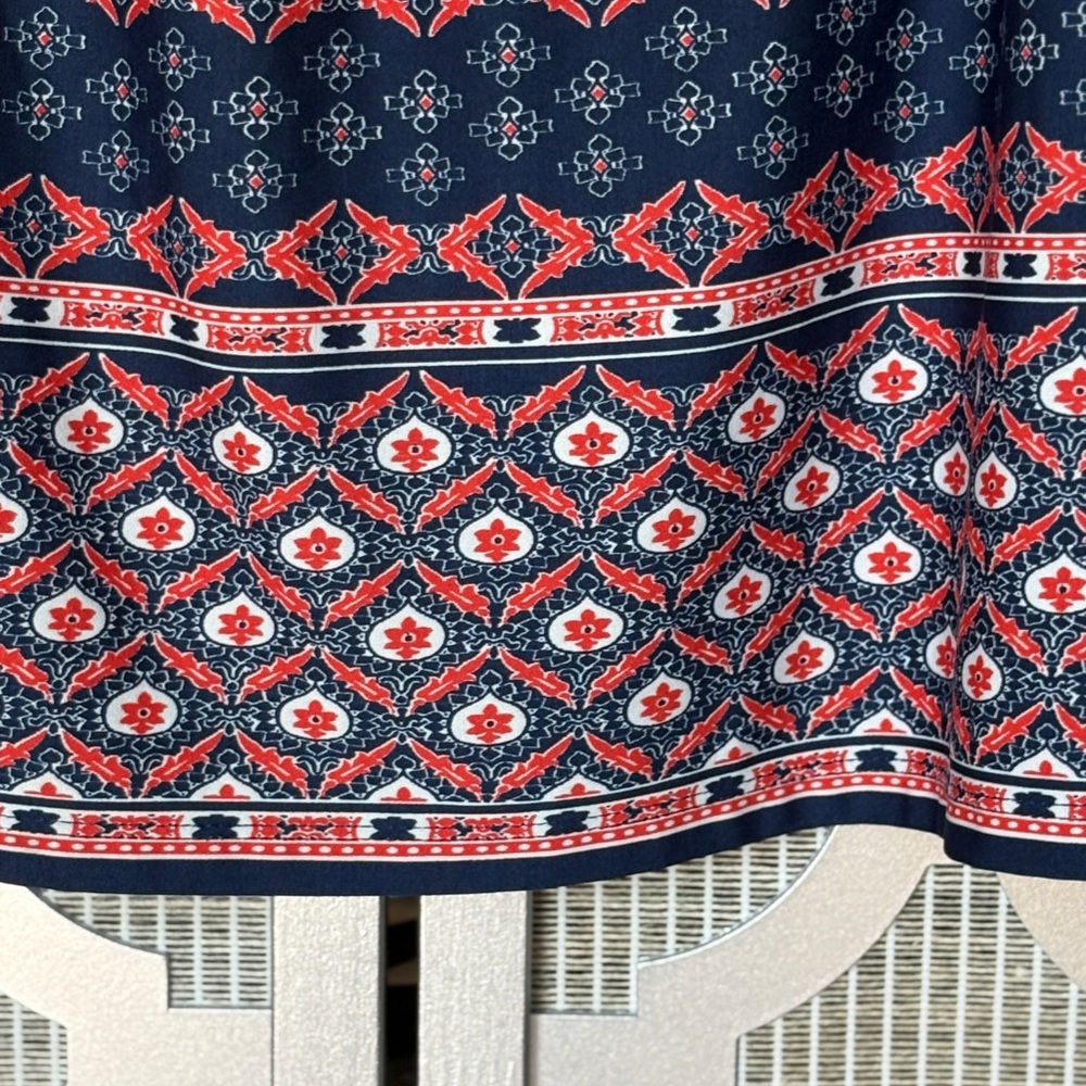 New Directions Blue and Pink Embellished Blouse with Bib Collar - Picture 2 of 8